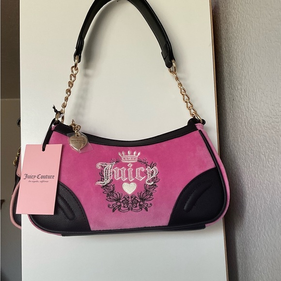 Juicy Couture Pink and Black Shoulder Bag - Picture 1 of 4